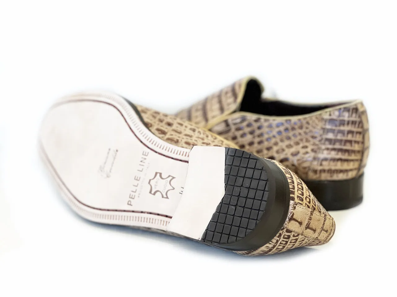 Pelle Exotics Crocodile Slip-On Loafer Taupe