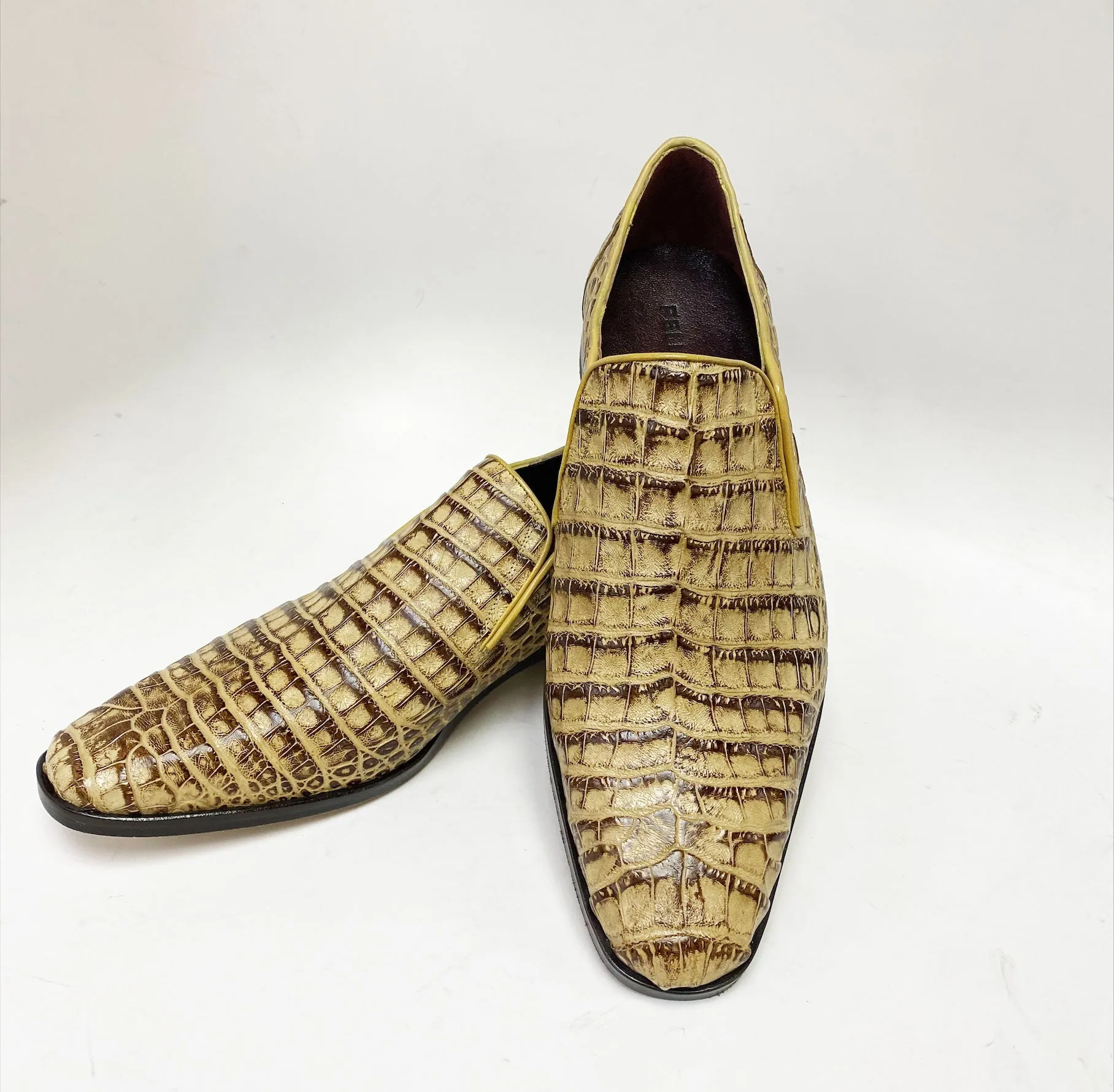 Pelle Exotics Crocodile Slip-On Loafer Taupe