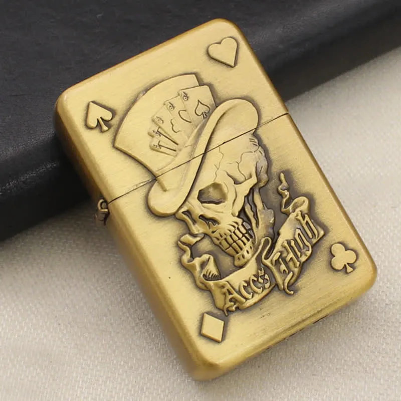 Poker Card Skull & Aces Refillable Butane Lighter