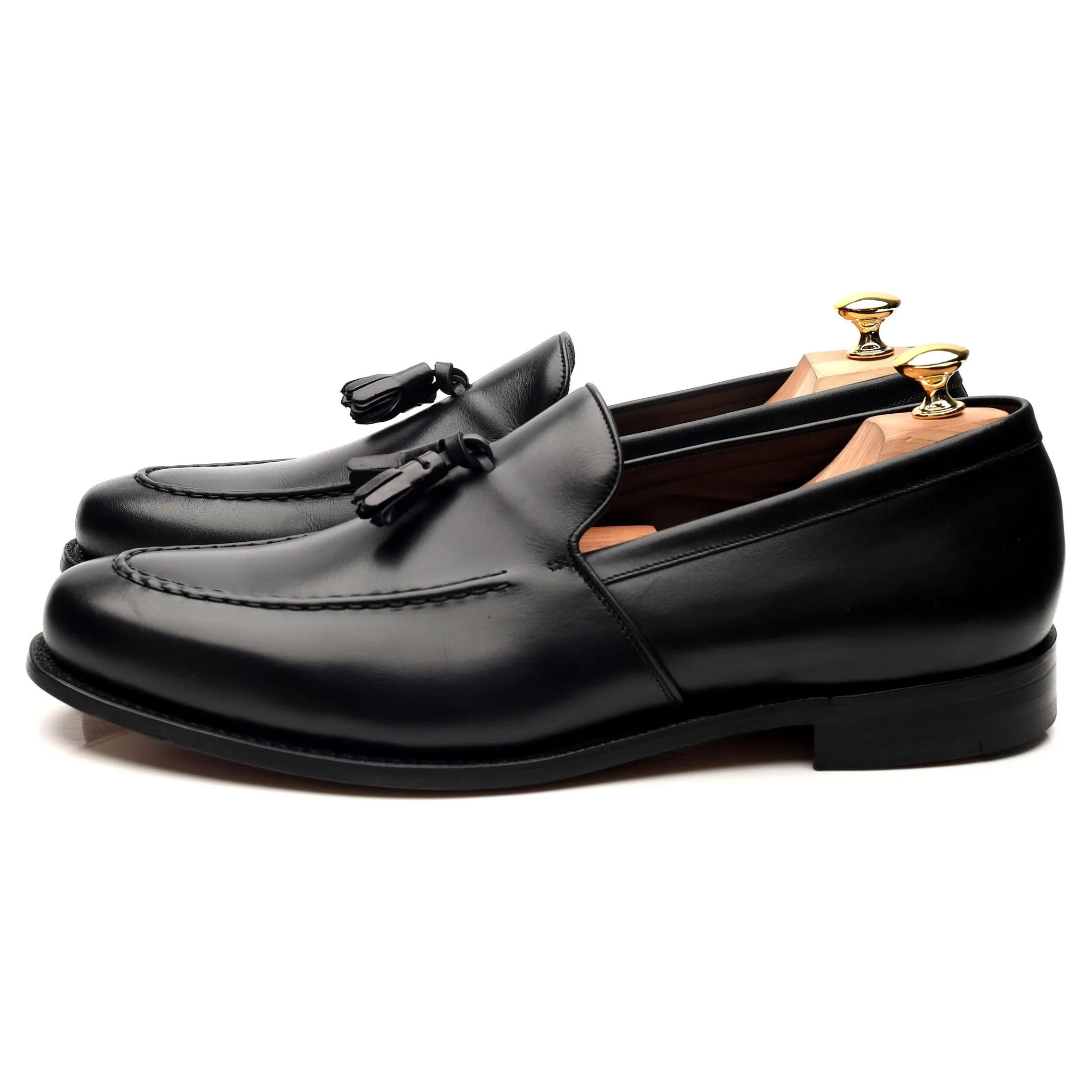 'Ramsden' Black Leather Tassel Loafers UK 11 F