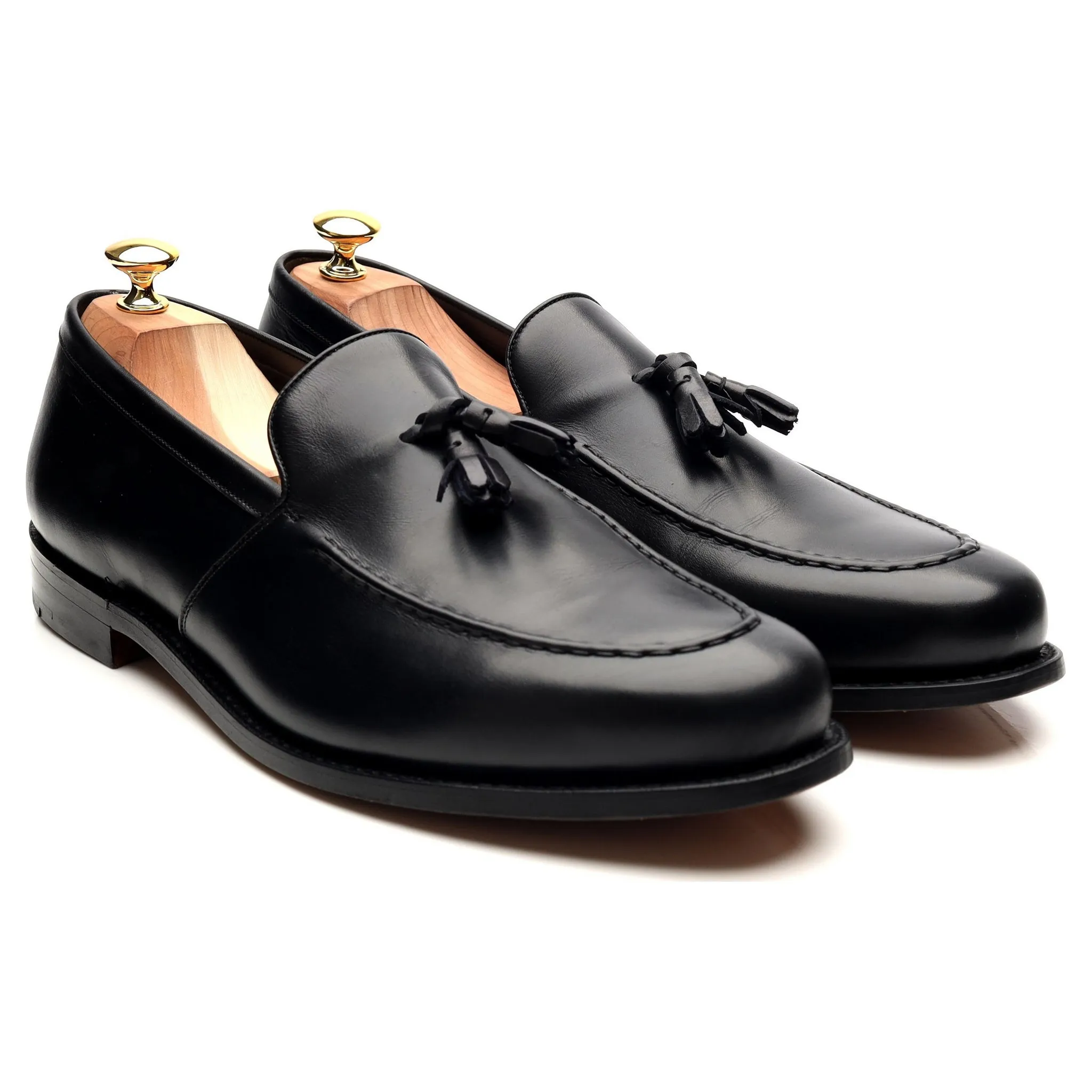 'Ramsden' Black Leather Tassel Loafers UK 11 F