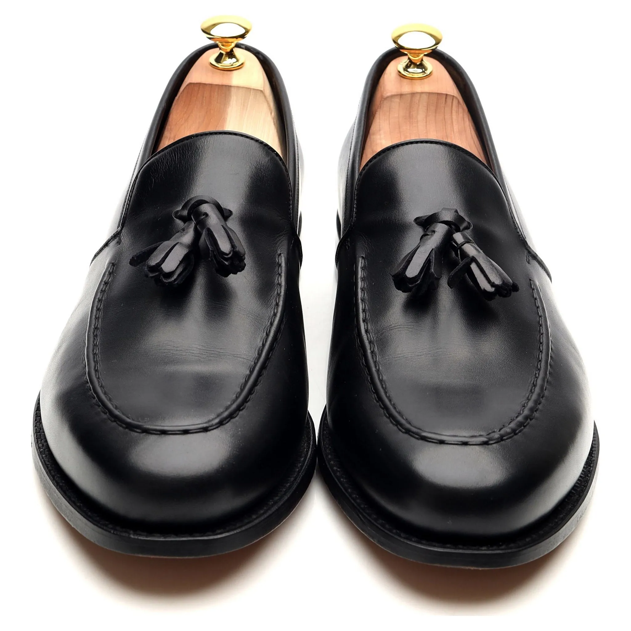 'Ramsden' Black Leather Tassel Loafers UK 11 F