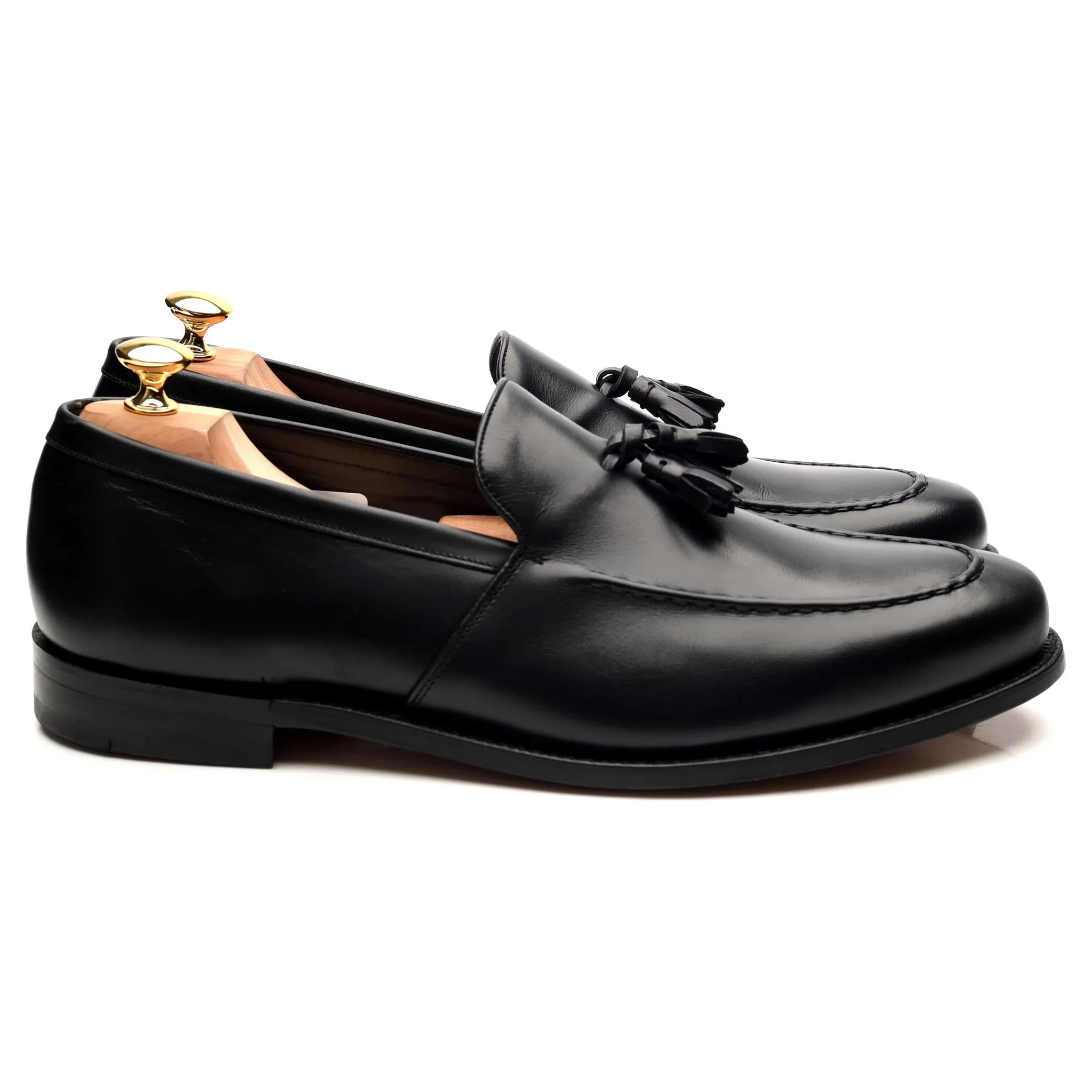 'Ramsden' Black Leather Tassel Loafers UK 11 F