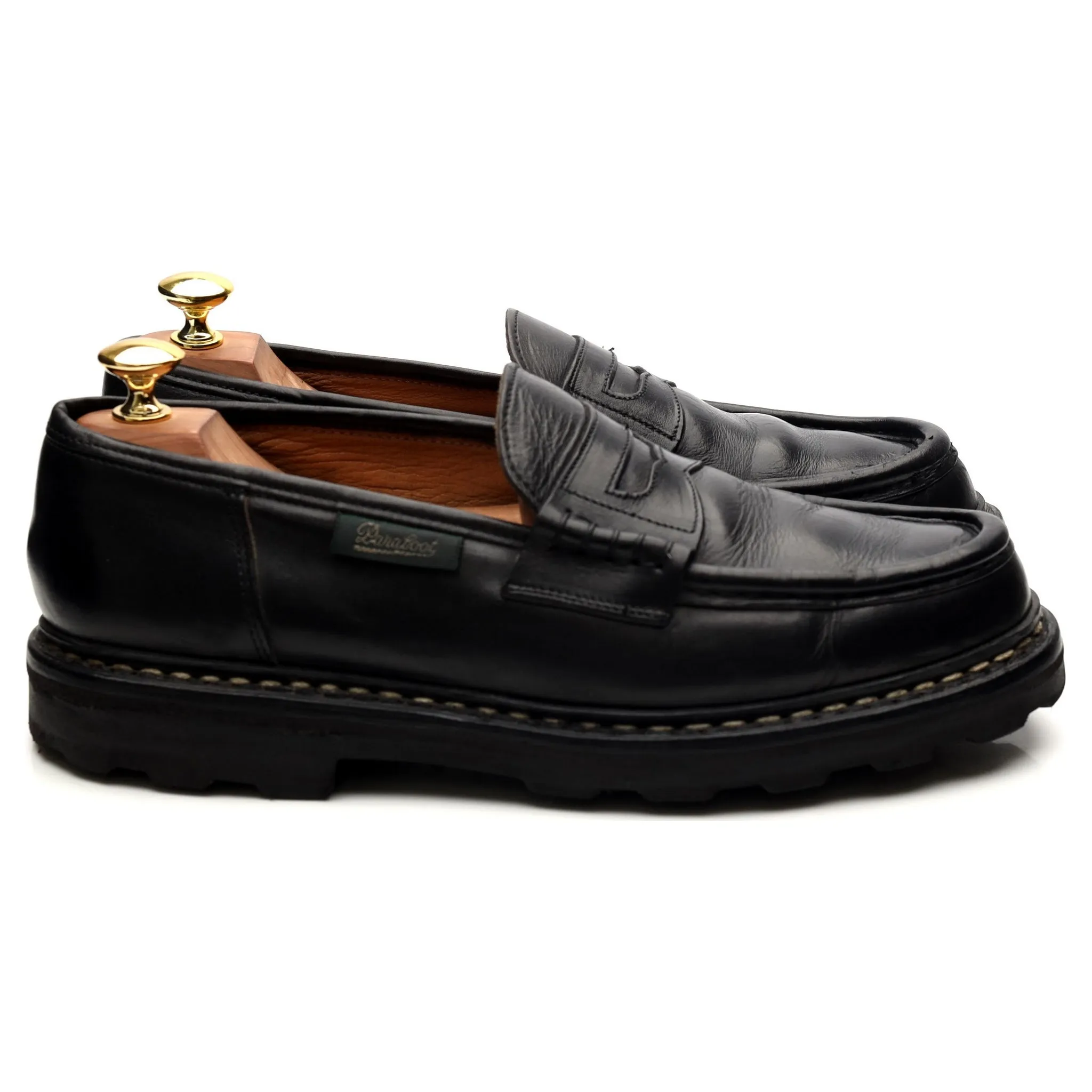 'Reims' Black Leather Loafers UK 8.5