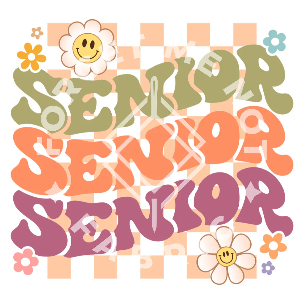 Senior Checkerboard Daisies, Sublimation Heat Transfer