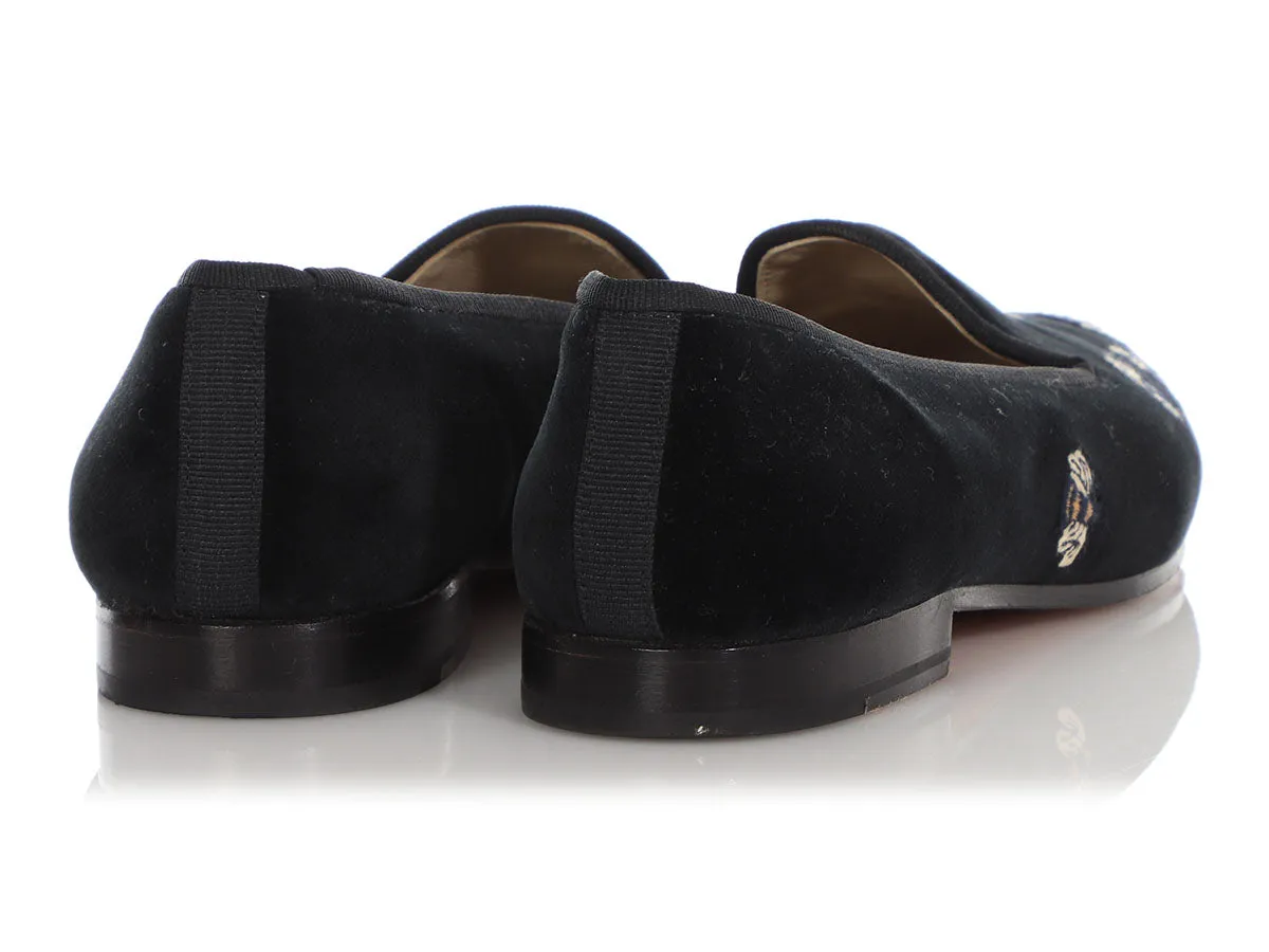 Stubbs & Wootton Black Velvet Bee Loafers