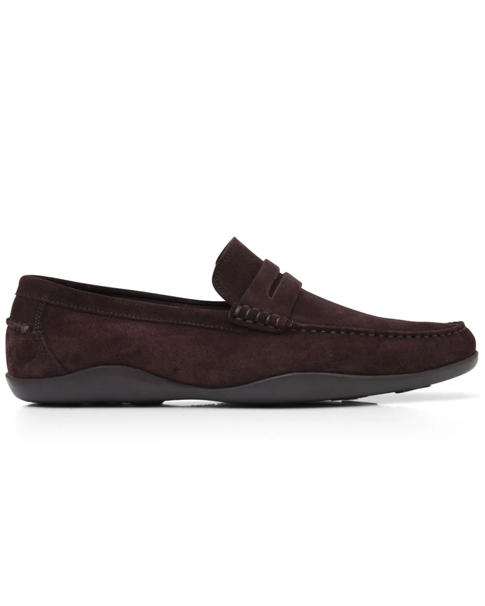 Suede Basel Kudu Penny Loafer in Espresso