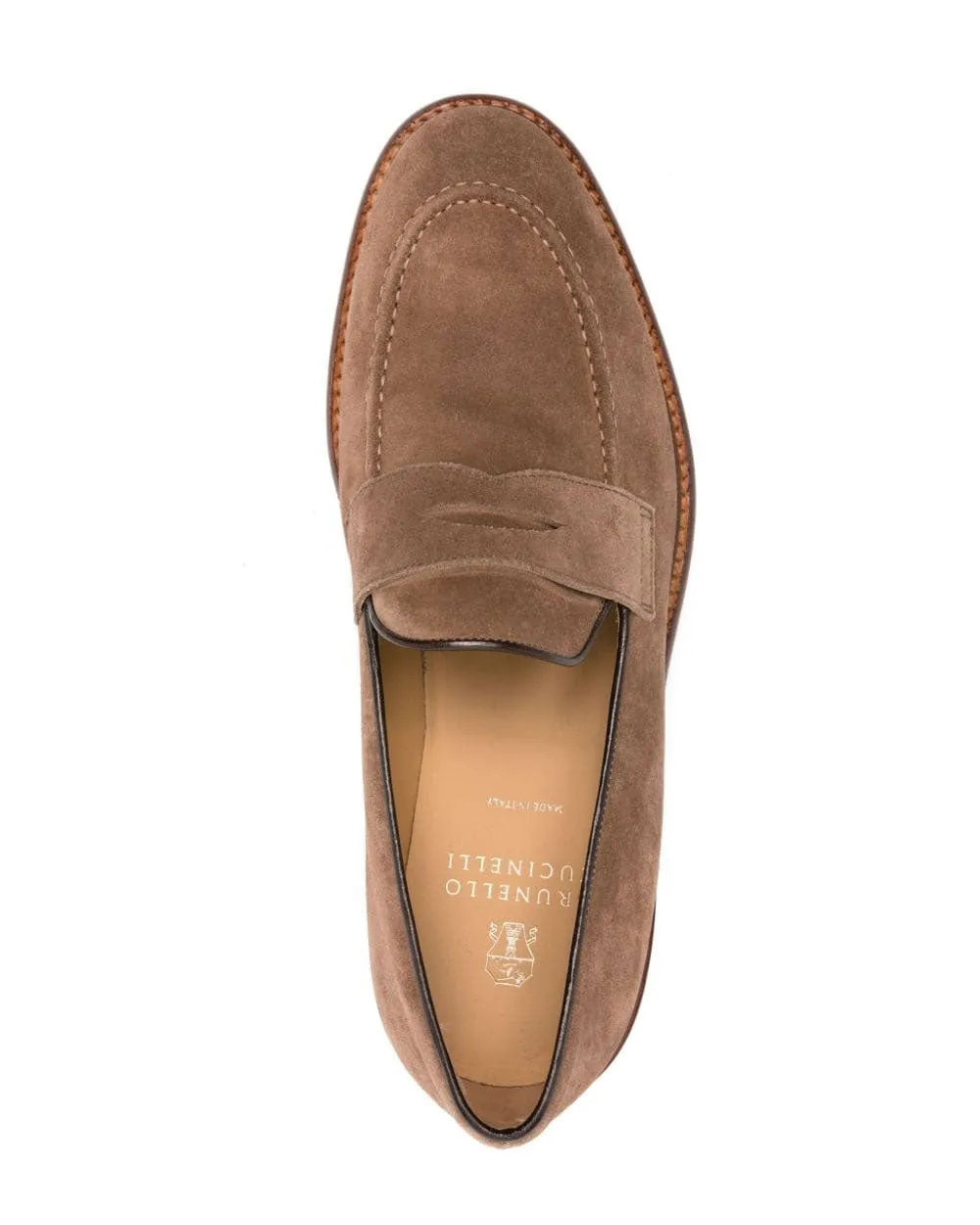 Suede Penny Loafer in Chestnut