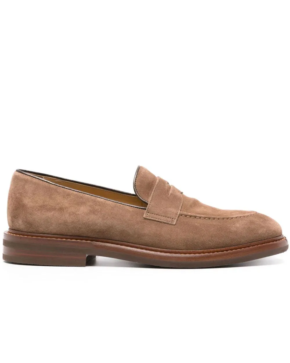 Suede Penny Loafer in Chestnut