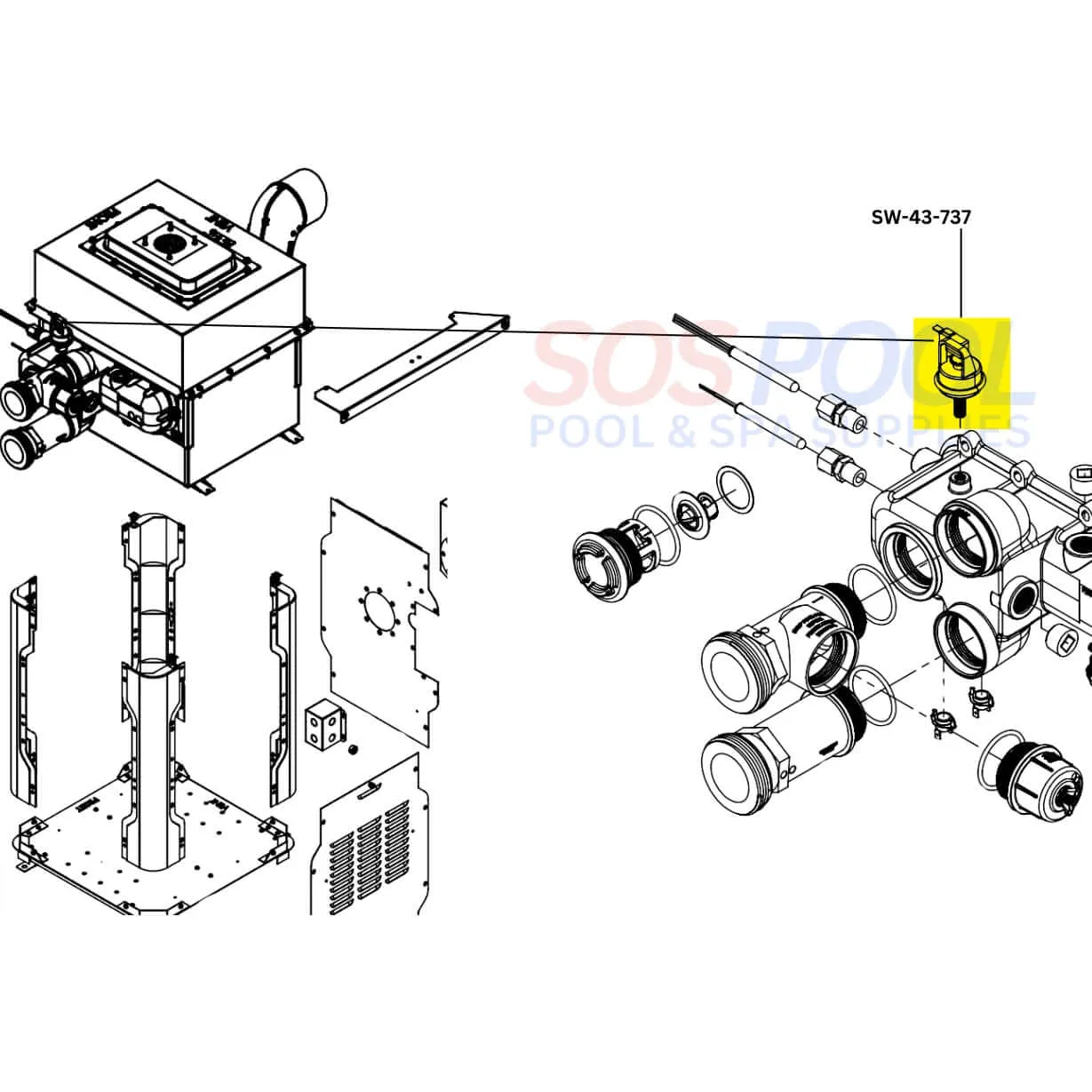 Swimables Pressure Switch For Raypak Low Nox Heaters | 006737F | SW-43-737