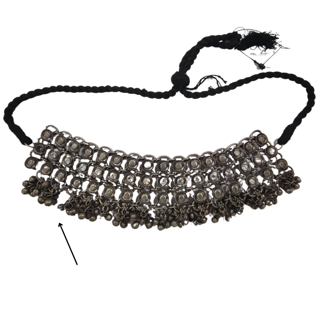 Teejh Anaisha Silver Oxidised Choker Necklace Set Scratch and Dent