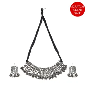 Teejh Anaisha Silver Oxidised Choker Necklace Set Scratch and Dent