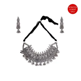 Teejh Anay Antique Silver Polish Choker Necklace Set-Scratch and Dent