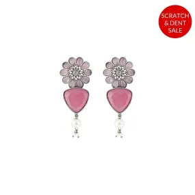 Teejh Ashikaa Pink and White Silver Oxidised Earring - Sample