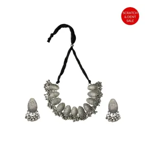 Teejh Bimala Sliver Oxidised Ghungroo Choker Necklace -Scratch and Dent