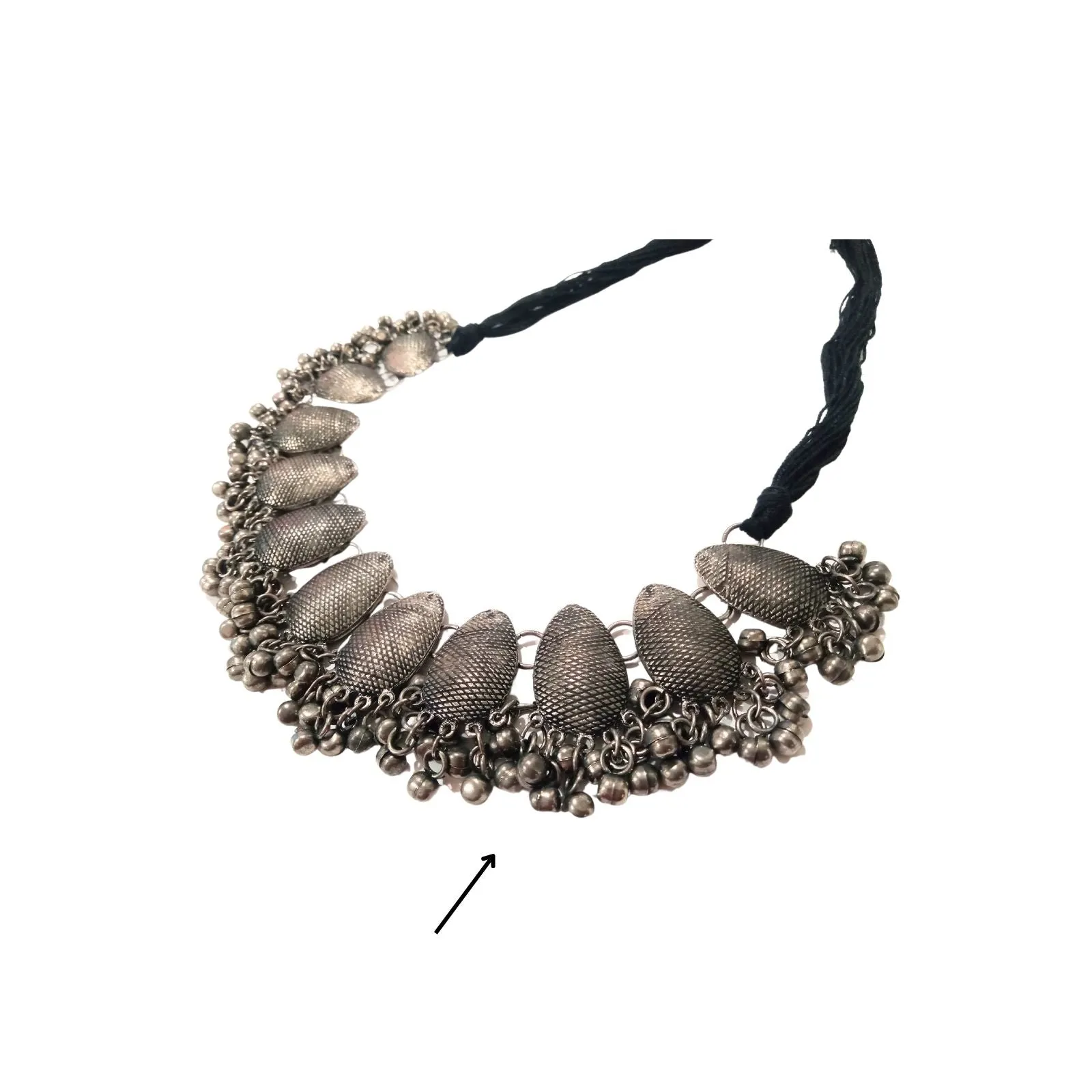 Teejh Bimala Sliver Oxidised Ghungroo Choker Necklace -Scratch and Dent