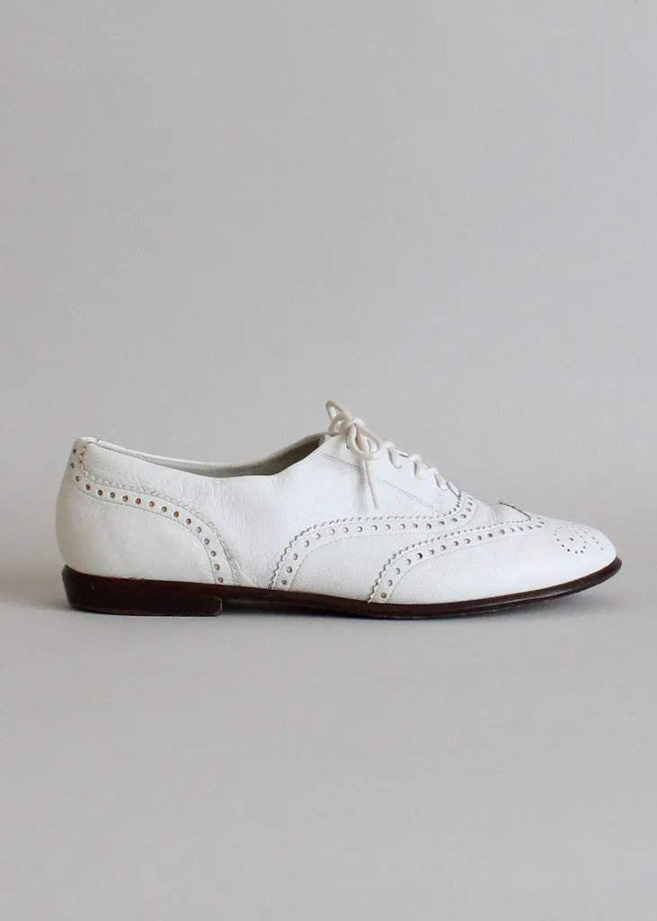 Vintage White Wing Tip Oxfords