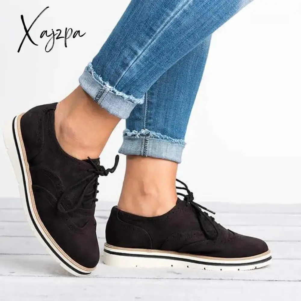 Xajzpa - Women Elegant Loafers Classic Lace Up Perforated Oxfords Shoes Imily Bela